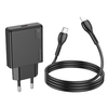 HOCO vékony fali töltő Type C + kábel Type C - Lightning PD QC 30W N37 fekete - 0. kép