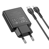 HOCO vékony fali töltő Type C + kábel Type C - Lightning PD QC 30W N37 fekete - 1. kép