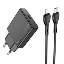 HOCO vékony fali töltő Type C + kábel Type C - Lightning PD QC 30W N37 fekete