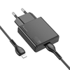 HOCO vékony fali töltő Type C + kábel Type C - Lightning PD QC 30W N37 fekete - 3. kép