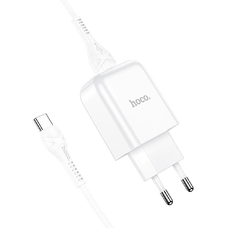 HOCO utazó töltő USB A + kábel USB A-ról Type C-re 2.1A N2 fehér