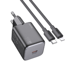 HOCO fali töltő Type C + Type C to Lightning kábel QC PD 20W N40 fekete