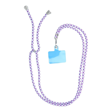 SWING (6 mm) Telefon csuklópánt, Telefontartó állítható hosszúsággal / zsinór hossza 165 cm (max 82.5 cm a hurokban) / vállon vagy nyakon - fehér-lila