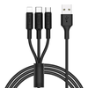 Kábel 3 az 1-ben USB A - Lightning / Micro USB / USB C Hoco 2A 1 m fekete - 0. kép