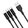 Kábel 3 az 1-ben USB A - Lightning / Micro USB / USB C Hoco 2A 1 m fekete - 3. kép