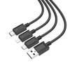 Kábel 3 az 1-ben USB A Lightning / Micro USB / USB C Hoco 2A X74 1 m fekete - 1. kép