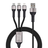 BLUE STAR fonott kábel 2,4A 3 az 1-ben USB A Lightning / Micro USB / Type C TFK-DC-010 1,2 m fekete - 1. kép