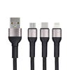BLUE STAR fonott kábel 2,4A 3 az 1-ben USB A Lightning / Micro USB / Type C TFK-DC-010 1,2 m fekete - 2. kép