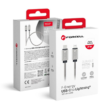 FORCELL F-ENERGY Metal C238 kábel Type C - Lightning PD 3A 27W 1 m ezüst,