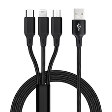 Kábel 3 az 1-ben USB A Lightning / Type C / Micro USB C171 1,2 m fekete