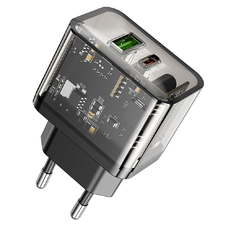 HOCO fali töltő USB A + Type C PD QC3.0 3A 20W N34 átlátszó