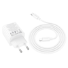 HOCO töltő 2 x Type C + 2 x USB A + kábel Type C Lightningra PD QC3.0 3A 30W N56 fehér - 0. kép