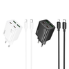HOCO töltő 2 x Type C + 2 x USB A + kábel Type C Lightningra PD QC3.0 3A 30W N56 fehér - 1. kép