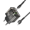 HOCO fali töltő USB A + Type C + kábel Type C to Type C PD QC3.0 3A 20W N34 átlátszó - 1. kép