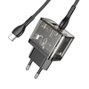 HOCO fali töltő USB A + Type C + kábel Type C to Type C PD QC3.0 3A 20W N34 átlátszó - 2. kép