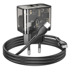 HOCO fali töltő USB A + Type C + kábel Type C to Type C PD QC3.0 3A 20W N34 átlátszó - 4. kép