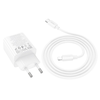 HOCO töltő 2 x Type C + 2 x USB A + kábel Type C - Lightning PD QC3.0 3A 20W N55 fehér - 0. kép