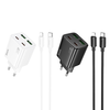 HOCO töltő 2 x Type C + 2 x USB A + kábel Type C - Lightning PD QC3.0 3A 20W N55 fehér - 1. kép