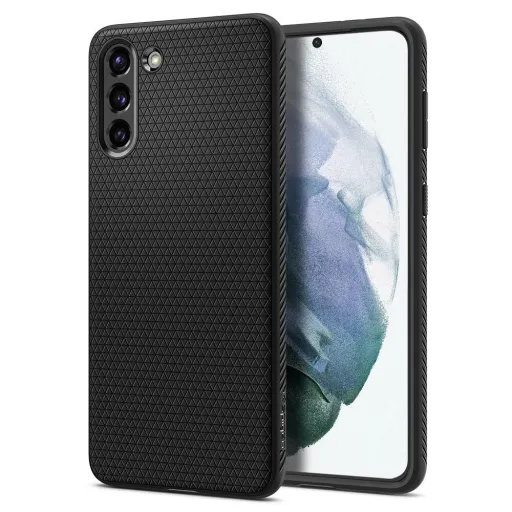 Samsung S21+ Plus Spigen Liquid Air flexibilis TPU gél tok matt fekete (ACS02386)