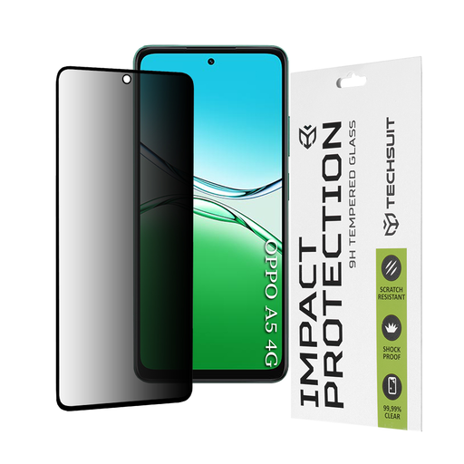 Techsuit - Oppo A5 4G képernyővédő - Teljesen ragasztós, adatvédelmi - Fekete. üvegfólia Techsuit - Oppo A5 4G képernyővédő - Teljesen ragasztós, adatvédelmi - Fekete. üvegfólia
