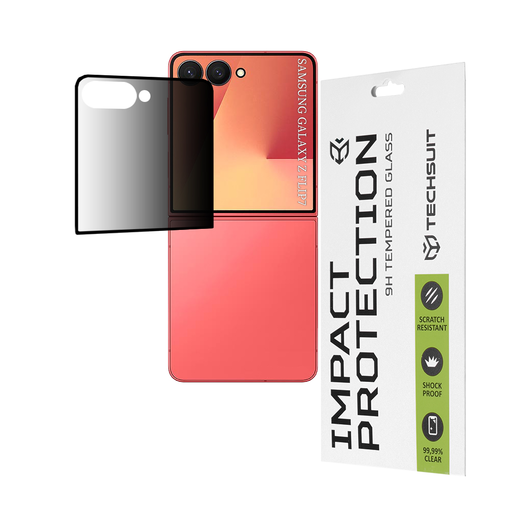  Samsung Galaxy Z Flip7 Fekete Techsuit 111D Privacy Teljes Ragasztás üvegfólia