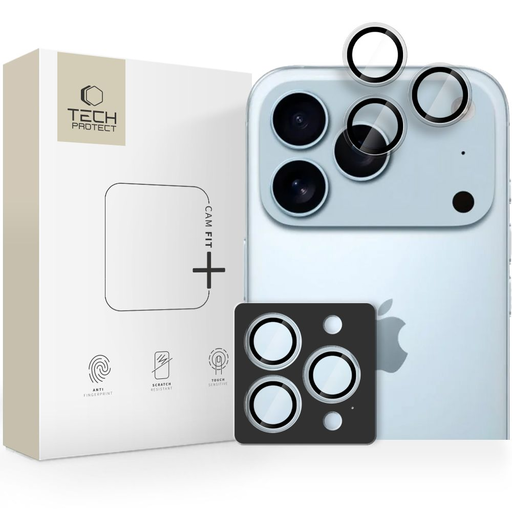 iPhone 14 Pro / Max / 15 Pro / Max / 16 Pro / Max / 17 Pro / Max Tech-Protect Camring Fit+ priehľadná sklenená fólia