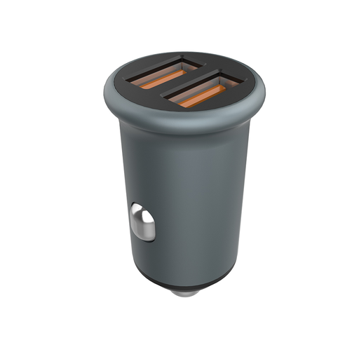 ColorWay - Mini Autós Töltő (CW-CHA036Q-GR) - 2x USB, Gyors Töltés 2.0 és 3.0, 36W, 3A, Huawei FCP, Auto ID Chip, 24V - Szürke