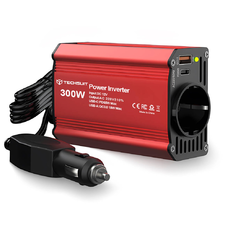Techsuit - Autós feszültségátalakító FlexiCarVolt (IA1) - Type-C, USB-A, Csatlakozó aljzat, PD65W, 300W - Piros