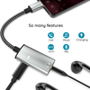 Techsuit - 2 az 1-ben Audio Adapter AcustiCore (AC22) - Type-C-ről Type-C/3.5mm Jackre, Gyors Töltés, DAC Chip, Hi-Fi Hangzás - Szürke - 2. kép