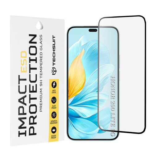 Techsuit - ESD Üvegvédő - Honor 200 Lite - Fekete üvegfólia