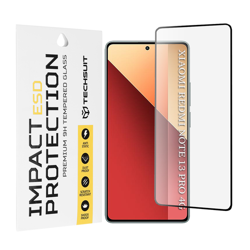 Xiaomi Redmi Note 13 Pro 4G / Poco M6 Pro 4G - Techsuit - ESD Üveg - Fekete. üvegfólia