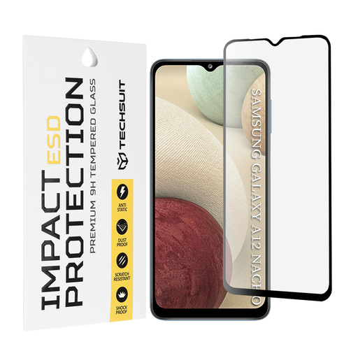 Techsuit - ESD üvegfólia - Samsung Galaxy A12 / A12 Nacho / A02 / M02 / M12 / F12 / A32 5G - Fekete.