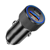 Techsuit - Prémium Autós Töltő VoltDuo (C2) - LED Fénnyel, USB QC 3.0, Type-C PD30W, 5V/3A, ABS, Fém - Fekete. - 0. kép