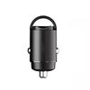 Techsuit - Prémium Autós Töltő NanoVolt (C5) - Mini Design, Gyors Töltés, Type-C PD30W, 3A, Húzókör, Alumínium Ötvözet - Fekete - 1. kép