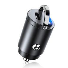 Techsuit - Prémium Autós Töltő NanoVolt (C5) - Mini Design, Gyors Töltés, Type-C PD30W, 3A, Húzókör, Alumínium Ötvözet - Fekete
