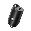 Techsuit - Prémium Autós Töltő NanoVolt (C5) - Mini Design, Gyors Töltés, Type-C PD30W, 3A, Húzókör, Alumínium Ötvözet - Fekete - 4. kép