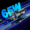 Techsuit - Prémium Autós Töltő DriveBoost (C6) - Gyors Töltés, LED Világítás, USB, 2x Type-C 60W, 5V/3A, Alumínium Ötvözet - Ezüst. - 2. kép