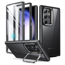 ESR - Ütésálló Páncél Állvány + Képernyővédő - Samsung Galaxy S23 Ultra - Átlátszó Fekete tok