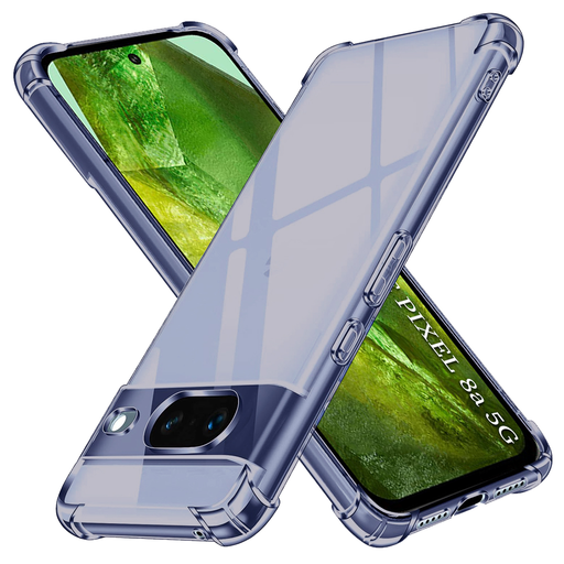 Google Pixel 8a - Ütésálló Átlátszó Szilikon Tok - Füstfekete tok