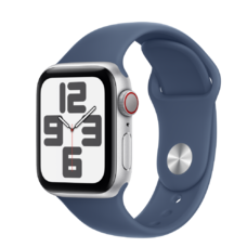 Apple Watch SE2 v3 Cellular 40mm Silver Alu Case with Denim Sport Band - M/L