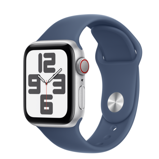 Apple Watch SE2 v3 Cellular 40mm Silver Alu Case with Denim Sport Band - M/L