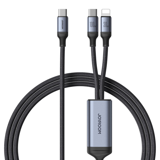 2 az 1-ben kábel Joyroom speedy series SA21-1T2 USB-C - USB-C / Lightning 100W 1,5m fekete
