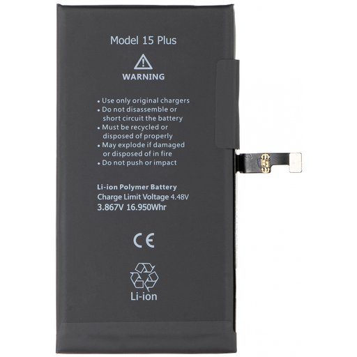 Akkumulátor Apple iPhone 15 Plus készülékhez, integrált BMS flexszal (nincs szükség ponthegesztésre)