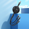 USB-A to Lightning / microUSB / USB-C Töltőkábel Hoco X75 3in1, 18W, 2A, 1m, Fekete - 1. kép