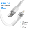 Lito - Adatkábel (LD02) - USB-ről Lightning-re Gyors Töltés 60W, Gubancmentes, 1,2 m - Fehér - 3. kép