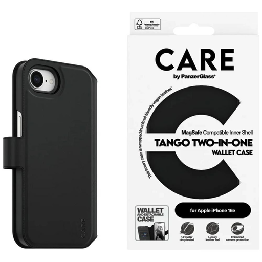 CARE by PanzerGlass Feature Tango 2in1 Fliptok iPhone 16e - Fekete tok CARE by PanzerGlass Feature Tango 2in1 Fliptok iPhone 16e - Fekete tok