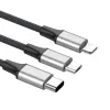 Baseus Rapid USB Type-C - micro USB/ Lightning/ USB Type-C kábel 1,2m 3A ezüst (CAMLT-SUS1) - 2. kép