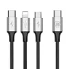 Baseus Rapid USB Type-C - micro USB/ Lightning/ USB Type-C kábel 1,2m 3A ezüst (CAMLT-SUS1) - 4. kép