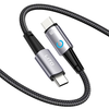 Lito - Adatkábel (LD10) - Type-C to Type-C, Gyors töltés 60W, LED-del, 1,2 m - Fekete - 0. kép