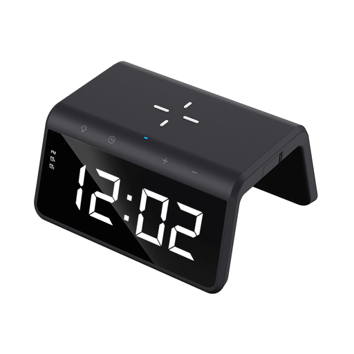 Havit - Asztali Telefon Vezeték nélküli Töltő (W320) - Digitális Órával, RGB LED Fénnyel, 15W - Fekete